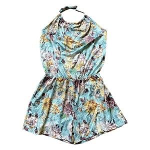 New LoveU.Dear Women's Romper Small Floral Blue Halter S NWT